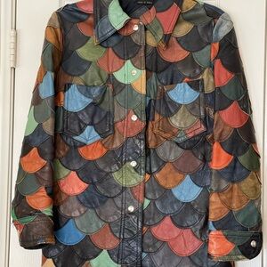 Colorful Scalloped Leather Jacket